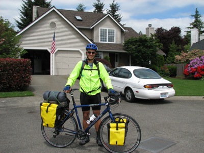 All geared up in front of Morri and Pete's home in Renton, WA