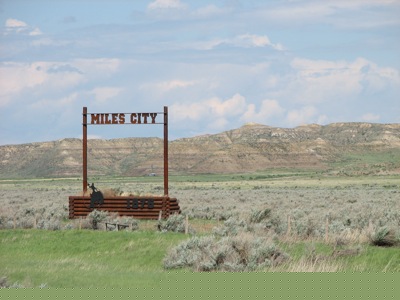 Civilization ahead... approaching Miles City, Eastern Montana.