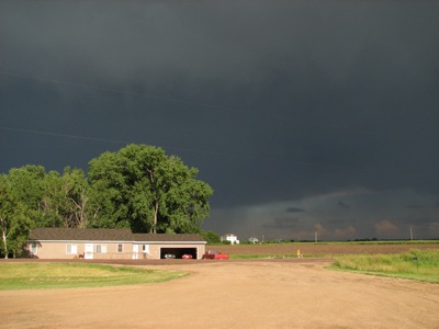 Preparing to hide from the rain... a few miles out of Sioux Falls, SD.