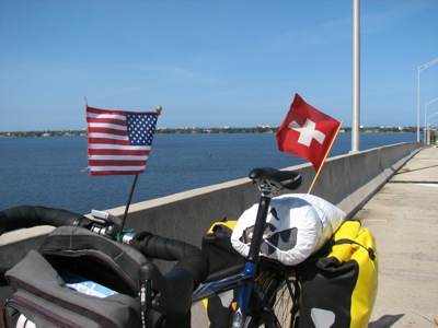 Crossing a bridge into Melbourne, FL.