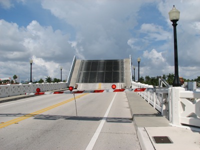 Waiting at a draw bridge in the Miami-Dade area.