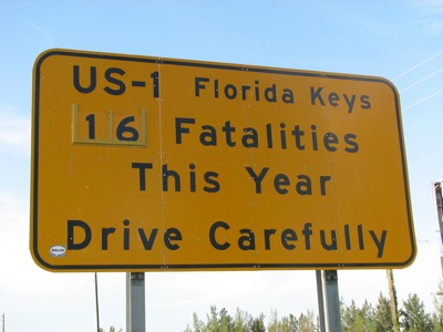 U.S. Highway 1 leading south from Florida City is not very safe for bikes, but after Key Largo, there are bike paths all the way to Key West.